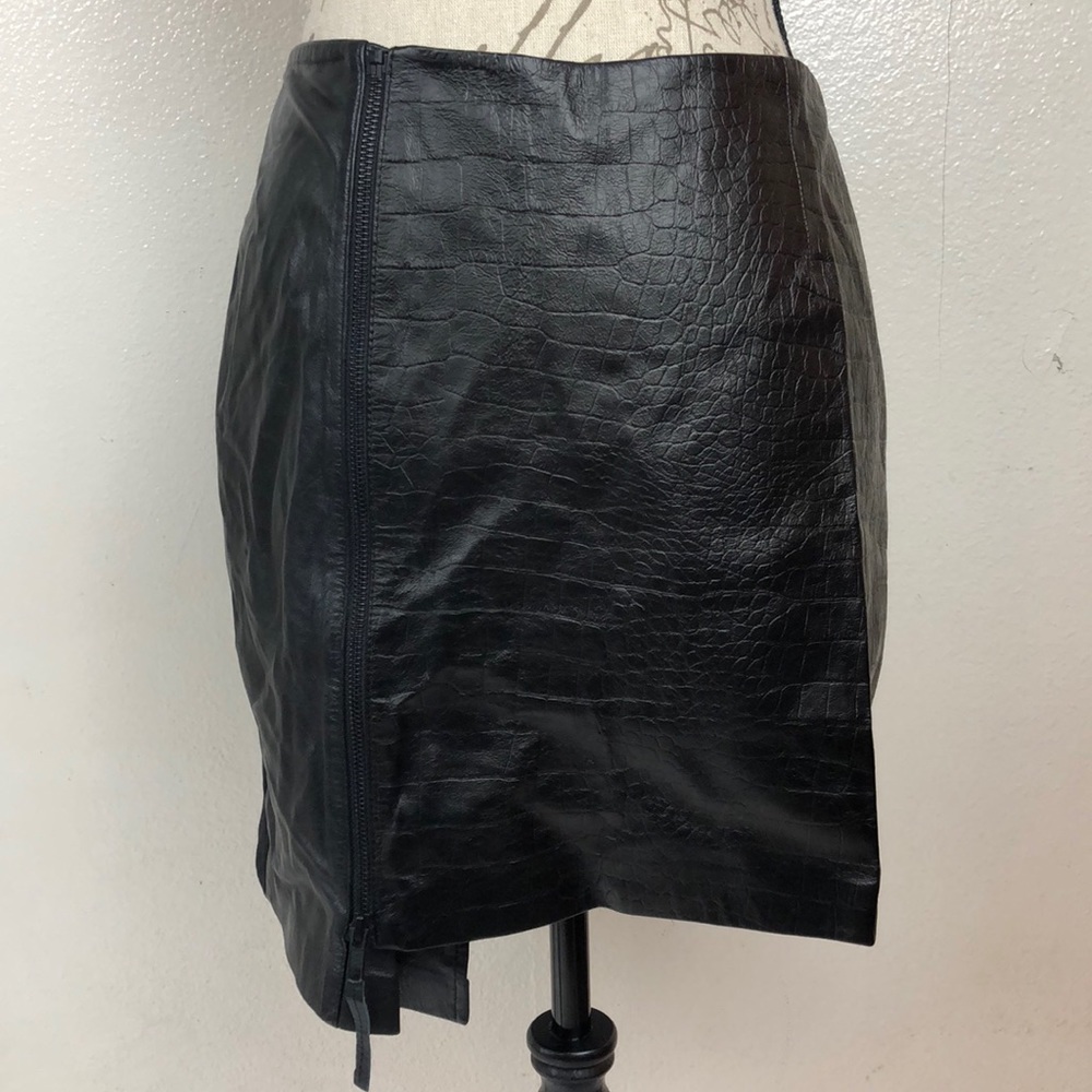 Trouvé Black Leather Asymmetrical Skirt Sz-8